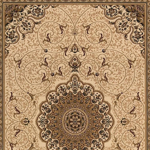 HomeRoots 19' Runner Beige and Cream Abstract Oriental Rug - Durable, Stylish, Stain-Resistant for High-Traffic Areas 610198