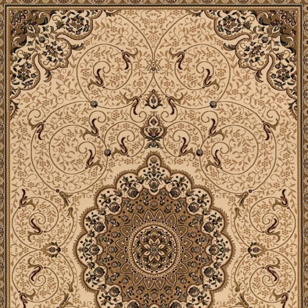 HomeRoots 19' Runner Beige and Cream Abstract Oriental Rug - Durable, Stylish, Stain-Resistant for High-Traffic Areas 610198