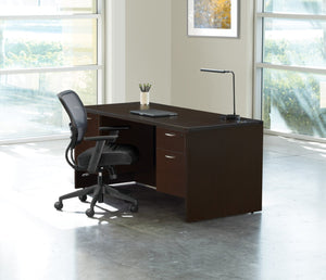 OSP Home Furnishings Napa Executive Office Desk with Dual Pedestals Engineered Wood Storage for Home Workspaces 60"X30" Espresso NAPESP-TYP4
