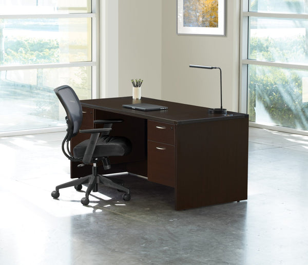 OSP Home Furnishings Napa Executive Office Desk with Dual Pedestals Engineered Wood Storage for Home Workspaces 60"X30" Espresso NAPESP-TYP4