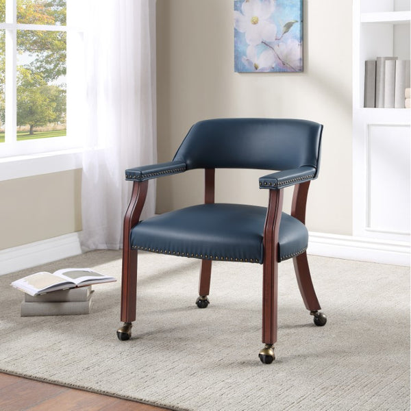 Comfort Pointe Cavett Navy Blue Caster Game Chair Navy Blue upholstery/Espresso frame finish