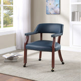 Comfort Pointe Cavett Navy Blue Caster Game Chair Navy Blue upholstery/Espresso frame finish