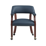 Comfort Pointe Cavett Navy Blue Caster Game Chair Navy Blue upholstery/Espresso frame finish