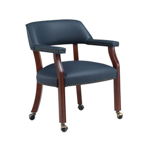 Comfort Pointe Cavett Navy Blue Caster Game Chair Navy Blue upholstery/Espresso frame finish