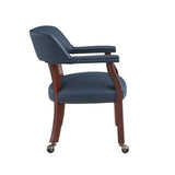 Comfort Pointe Cavett Navy Blue Caster Game Chair Navy Blue upholstery/Espresso frame finish