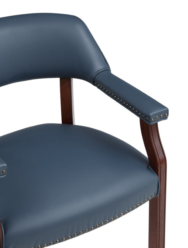 Comfort Pointe Cavett Navy Blue Caster Game Chair Navy Blue upholstery/Espresso frame finish