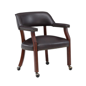 Comfort Pointe Cavett Burnished Brown Caster Game Chair Burnished Brown upholstery/Espresso frame finish