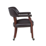 Comfort Pointe Cavett Burnished Brown Caster Game Chair Burnished Brown upholstery/Espresso frame finish