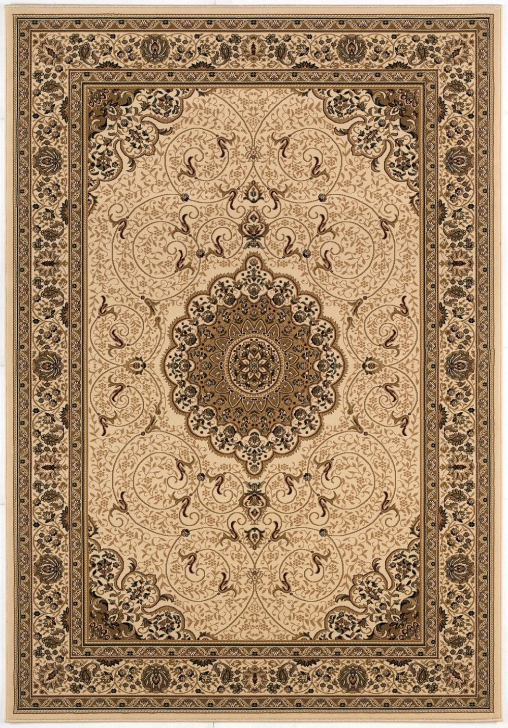 HomeRoots 16' Elegant Beige and Cream Oriental Runner Rug - Durable, Stain Resistant, Perfect for Hallways 610201