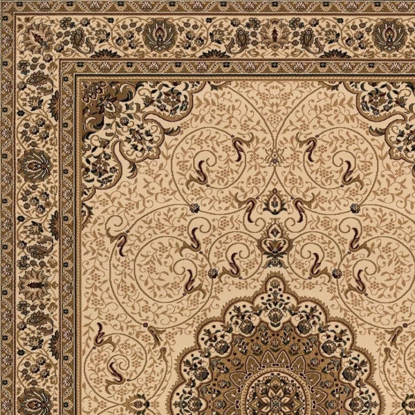 HomeRoots 16' Elegant Beige and Cream Oriental Runner Rug - Durable, Stain Resistant, Perfect for Hallways 610201