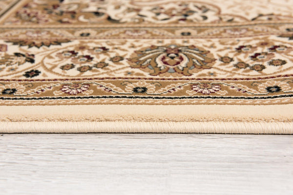 HomeRoots 15' Stylish Beige and Cream Oriental Runner Rug - Durable, Stain-Resistant, Perfect for High-Traffic Areas 610202