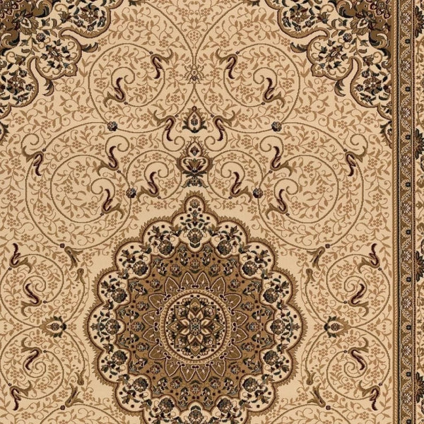 HomeRoots 14' Beige and Cream Oriental Runner Rug - Durable, Stain-Resistant Floor Covering for Hallways & More! 610203