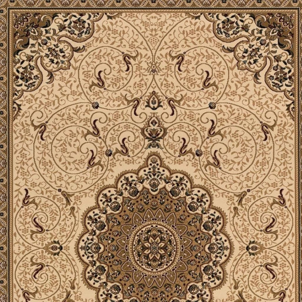 HomeRoots 14' Beige and Cream Oriental Runner Rug - Durable, Stain-Resistant Floor Covering for Hallways & More! 610203