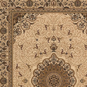 HomeRoots 11' Beige & Cream Oriental Runner Rug - Stain-Resistant, Durable, Perfect for High-Traffic Areas 610205