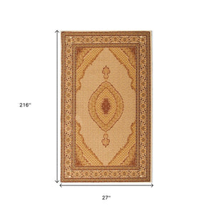 HomeRoots 18' Beige and Cream Moroccan Runner Rug - Durable, Stain-Resistant, Perfect for High-Traffic Areas! 610224