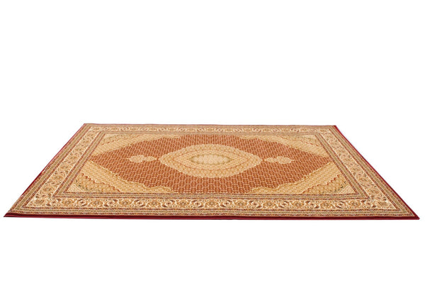 HomeRoots 18' Red and Beige Moroccan Runner Rug - Durable, Stain-Resistant Design for High Traffic Areas & Homes 610228