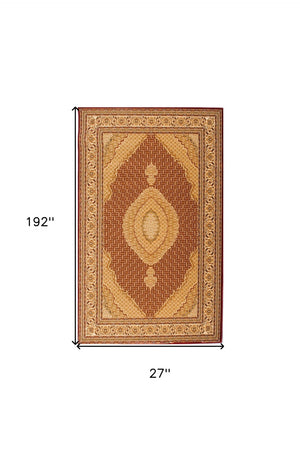 HomeRoots 16' Red and Beige Moroccan Runner Rug - Durable, Stylish, and Stain-Resistant for High-Traffic Areas 610229