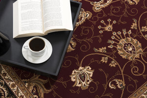 HomeRoots 14' Red And Black Oriental Runner Rug - Stylish, Stain-Resistant Design for High-Traffic Areas 610232