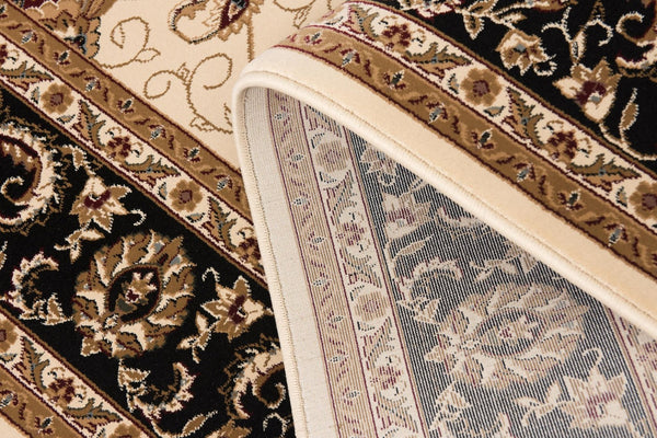 HomeRoots 18' Beige, Black & Brown Oriental Runner Rug - Durable, Stain-Resistant Design for High-Traffic Areas 610238