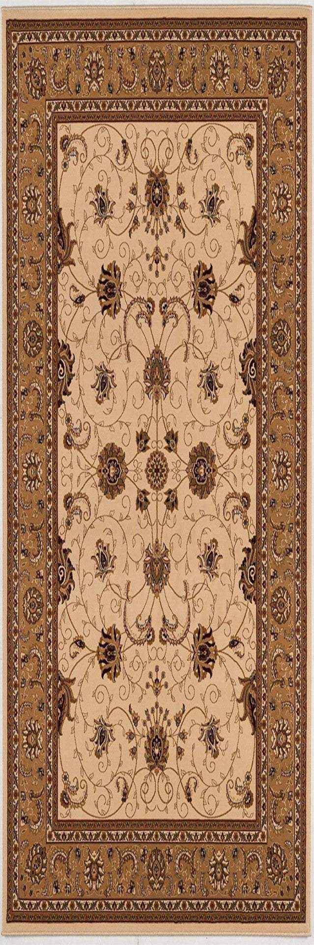 HomeRoots 30' Elegant Tan and Brown Oriental Area Rug – Durable, Stain-Resistant Runner Perfect for High-Traffic Spaces 18' Runner 610242