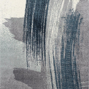 HomeRoots 16' Blue and White Abstract Runner Rug - Stylish, Durable & Stain-Resistant for High-Traffic Areas 610258