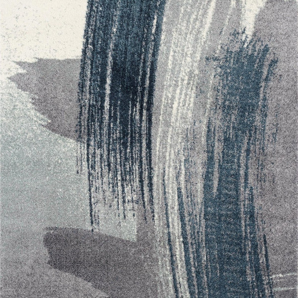 HomeRoots 16' Blue and White Abstract Runner Rug - Stylish, Durable & Stain-Resistant for High-Traffic Areas 610258