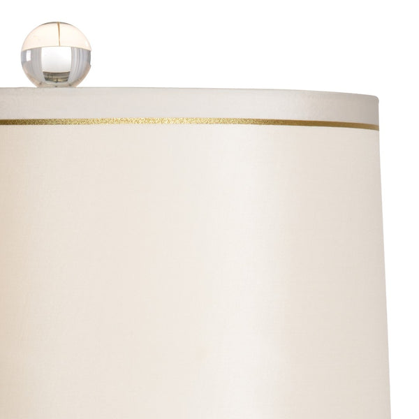 Wildwood Gold Faithful Lamp With Hourglass Silhouette, Hand‑Painted Greek Key, Off‑White Silk Shade, 33" 61028