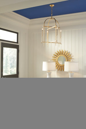 Wildwood Gold Faithful Lamp With Hourglass Silhouette, Hand‑Painted Greek Key, Off‑White Silk Shade, 33" 61028