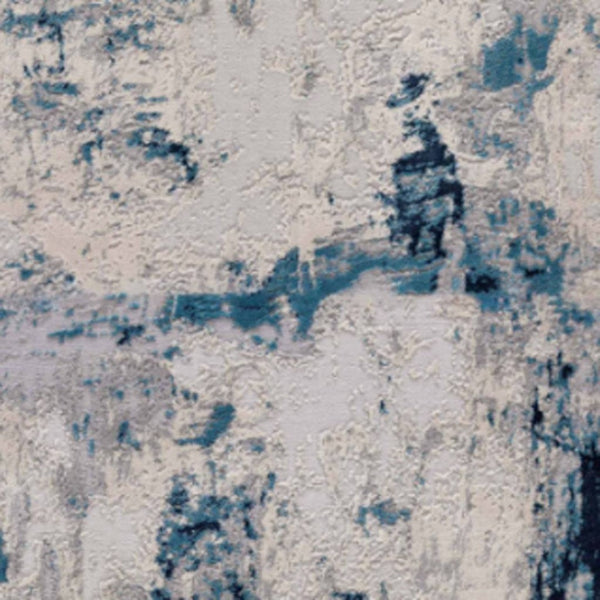 HomeRoots 16' Blue Beige and Gray Abstract Runner Rug - Stylish, Durable, and Soft for High-Traffic Areas 610292