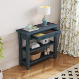 English Elm Trexm Retro Console Table With Drawer and Two Sturdy Shelves For Entryway, Living Room (Navy)