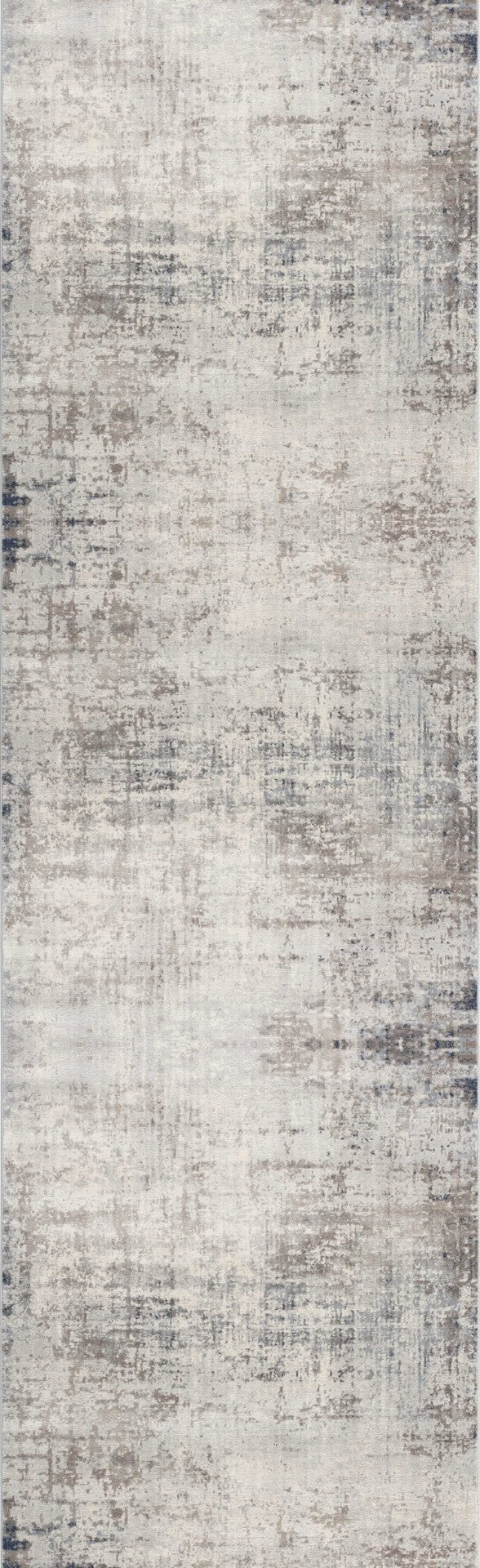 HomeRoots 2' Modern Abstract Runner Rug in Navy Blue, Beige & Gray – Durable, Stylish & Stain-Resistant Design 610372