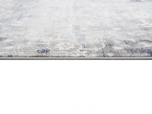HomeRoots 2' Navy Blue & Beige Abstract Runner Rug - Durable, Stain-Resistant Design for High-Traffic Areas 610384