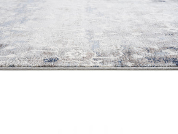 HomeRoots 2' Navy Blue & Beige Abstract Runner Rug - Durable, Stain-Resistant Design for High-Traffic Areas 610384