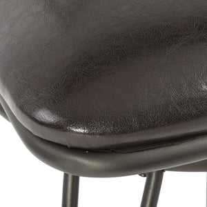 Homeroots Set Of Two 24" Black Faux Leather Swivel Bar Chairs With Iron Frame For Chic Modern Decor   610392