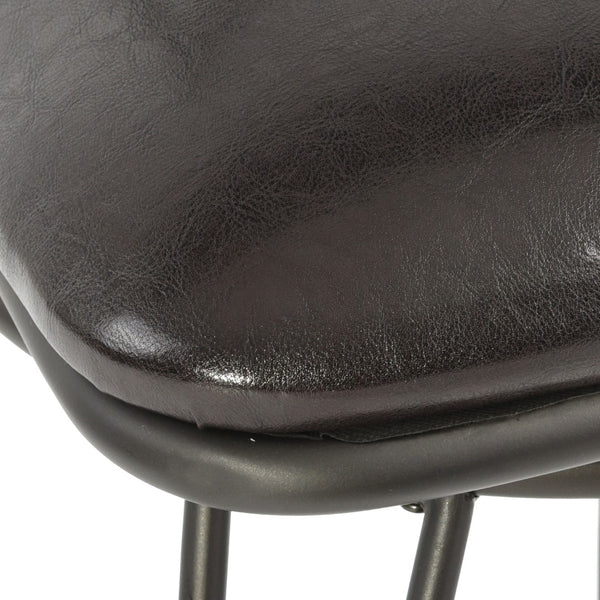 Homeroots Set Of Two 24" Black Faux Leather Swivel Bar Chairs With Iron Frame For Chic Modern Decor   610392