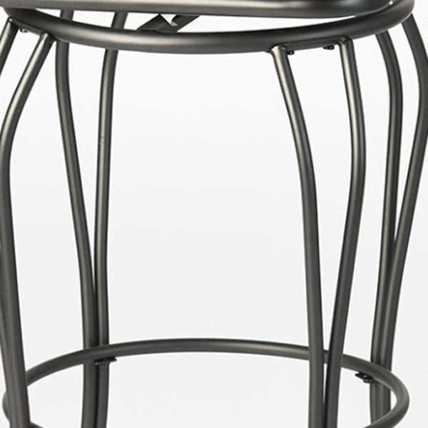 Homeroots Set Of Two 24" Black Faux Leather Swivel Bar Chairs With Iron Frame For Chic Modern Decor   610392