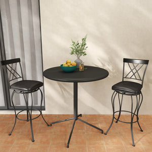 Homeroots Set Of Two Stylish 30" Black Faux Leather Swivel Bar Chairs With Iron Frame For Chic Comfort   610393