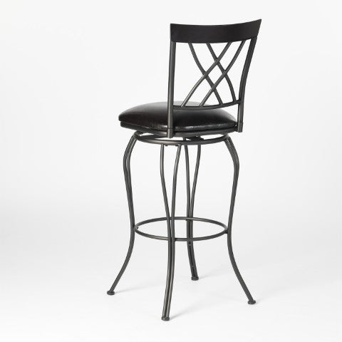 Homeroots Set Of Two Stylish 30" Black Faux Leather Swivel Bar Chairs With Iron Frame For Chic Comfort   610393