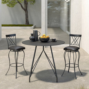 Homeroots Set Of Two Stylish 30" Black Faux Leather Swivel Bar Chairs With Iron Frame For Chic Comfort   610393