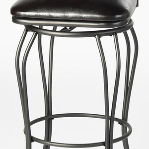 Homeroots Set Of Two Stylish 30" Black Faux Leather Swivel Bar Chairs With Iron Frame For Chic Comfort   610393