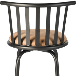 Homeroots Brown Adjustable Height Swivel Bar Chair – Modern Farmhouse Style With Faux Leather Comfort & Metal Base   610394