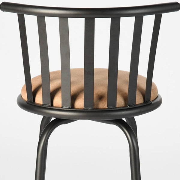 Homeroots Brown Adjustable Height Swivel Bar Chair – Modern Farmhouse Style With Faux Leather Comfort & Metal Base   610394