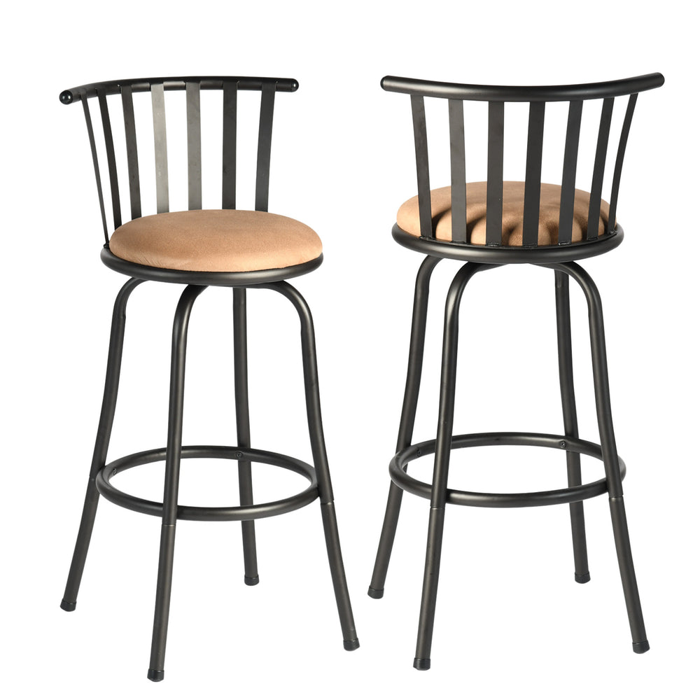 Homeroots Set Of Two Stylish Brown & Black Faux Leather Swivel Bar Chairs With Adjustable Height & Comfort   610395