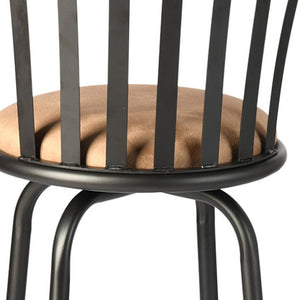 Homeroots Set Of Two Stylish Brown & Black Faux Leather Swivel Bar Chairs With Adjustable Height & Comfort   610395