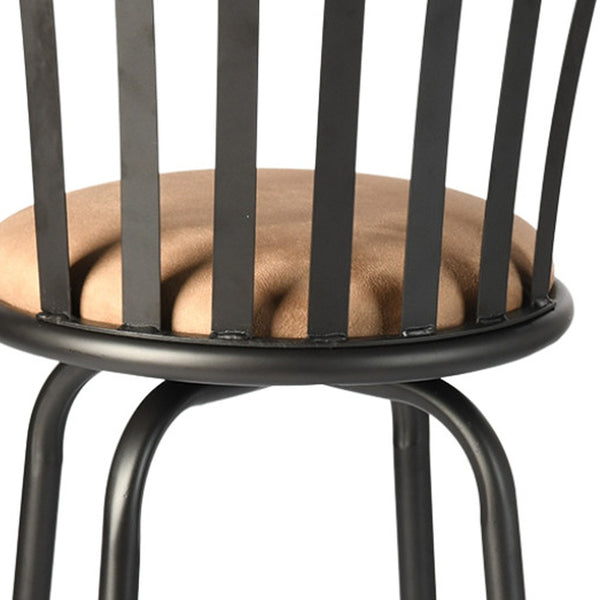 Homeroots Set Of Two Stylish Brown & Black Faux Leather Swivel Bar Chairs With Adjustable Height & Comfort   610395