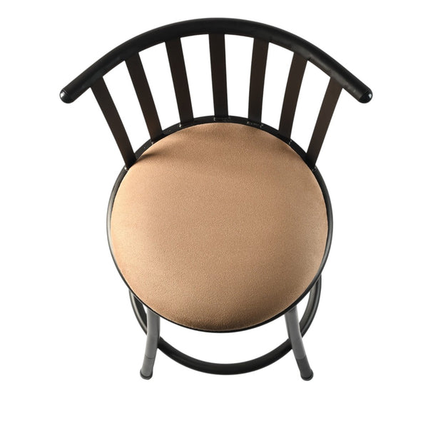 HomeRoots Set of Three Adjustable Height Swivel Bar Chairs in Khaki Faux Leather & Black Iron Base for Modern Spaces 610396