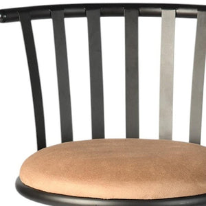 HomeRoots Set of Three Adjustable Height Swivel Bar Chairs in Khaki Faux Leather & Black Iron Base for Modern Spaces 610396