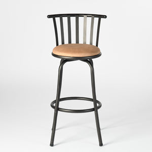 Homeroots Set Of Three Stylish Brown & Black Faux Leather Swivel Bar Chairs With Adjustable Height & Comfort   610396