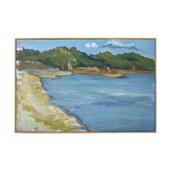HomeRoots Inlet Beach Hand-Detailed Acrylic Canvas Art in Natural Floater Frame for Coastal Elegance 610398