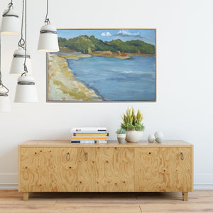 HomeRoots Inlet Beach Hand-Detailed Acrylic Canvas Art in Natural Floater Frame for Coastal Elegance 610398